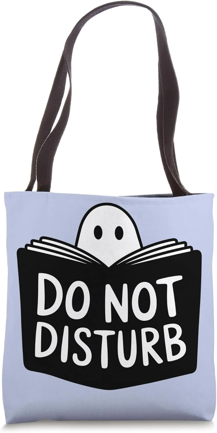 Spooky Bookish Ghost Do Not Disturb Book Lovers Tote Bag