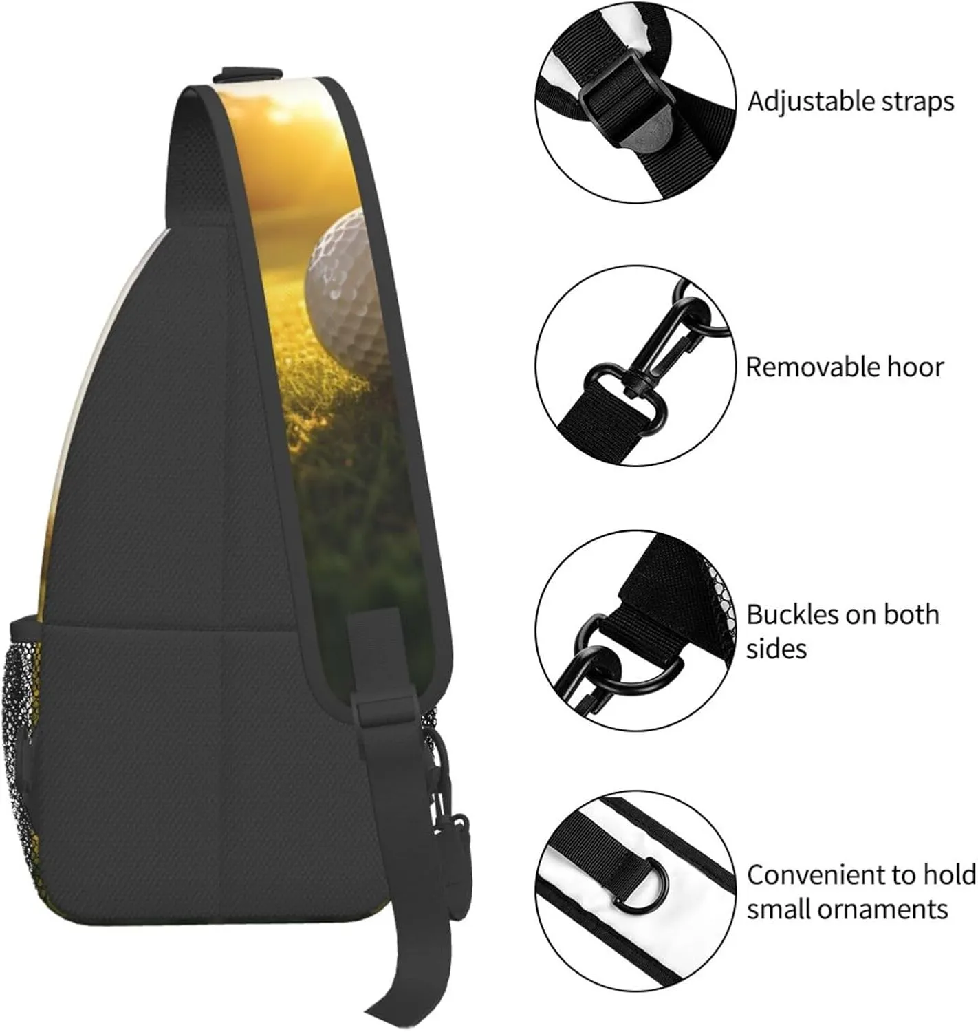 Sports Golf Ball Sling Bag Crossbody Bag for Men Women, Daypack Chest Backpack Shoulder Bag for Travle Hiking