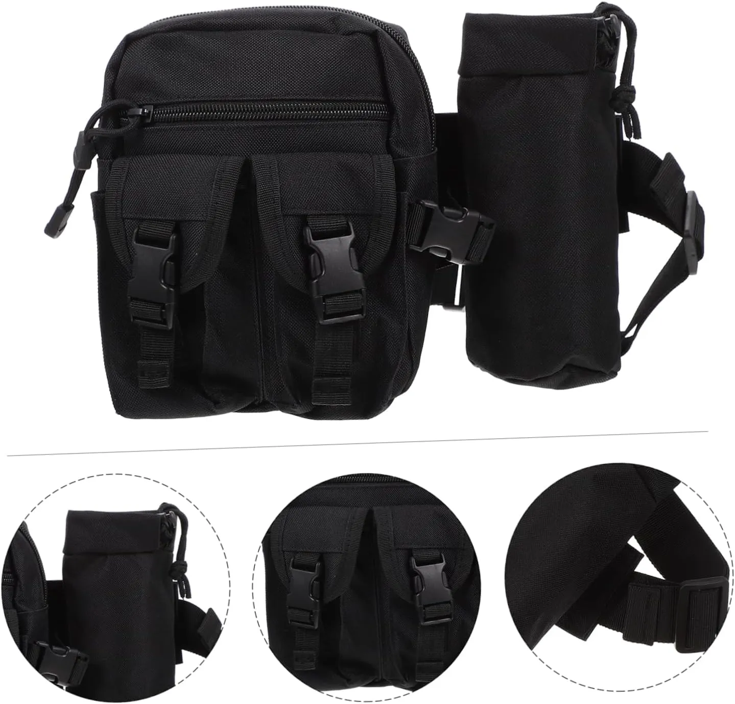 Sports Water Bottles Water Bottle Carrier Pouch Travel Crossbody Bag Nylon Bottle Bag Black Nylon