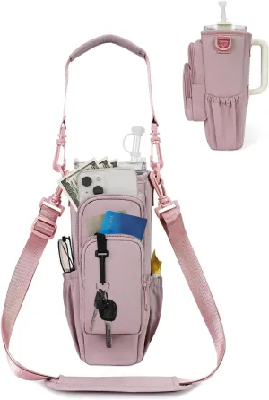 sportsnew Water Bottle Carrier Bag with Phone Pocket for Stanley Brumate era 30oz 40oz Accessories Insulated Water Bottle Holder Pouch with Strap Stanley Cup Sling Bag with Straw Cover for Crossbody