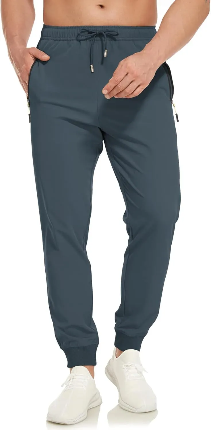 SPOSULEI Mens Joggers Lightweight Athletic Hiking Pants Quick Dry Running Track Gym Sweatpants with Zipper Pockets