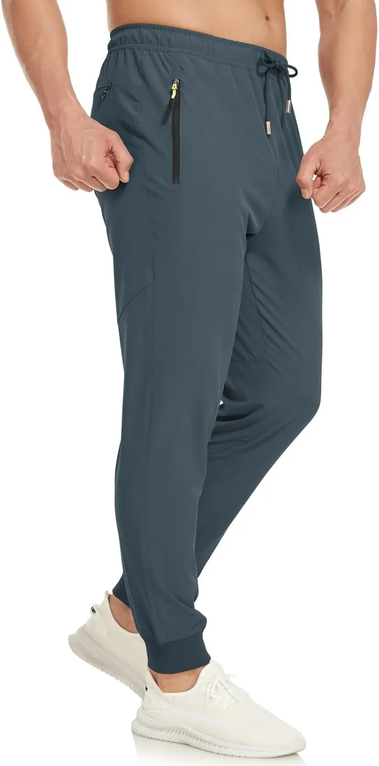 SPOSULEI Mens Joggers Lightweight Athletic Hiking Pants Quick Dry Running Track Gym Sweatpants with Zipper Pockets