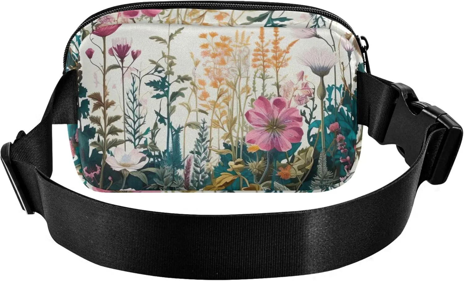 Spring Wildflowers Print Womens Fanny Pack Waterproof Hip Pouch Belt Bag Cute Crossbody Waist Purse