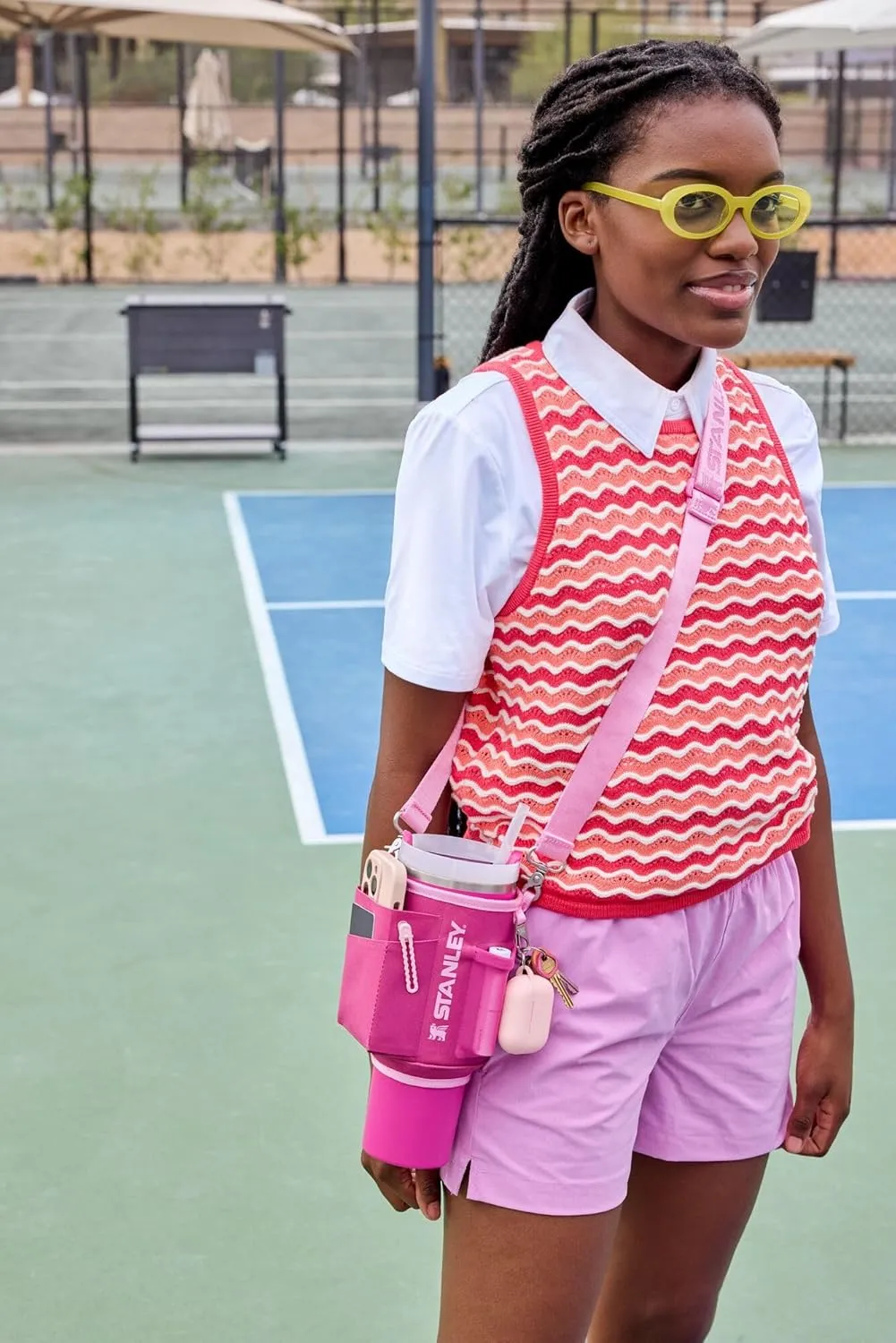 Stanley All Day Quencher Carry All for 40 oz Tumbler with Handle | Crossbody Bag with Phone Holder Pocket, Card Sleeve & Detachable Strap | Water Bottle Carrier Bag | BPA-Free |