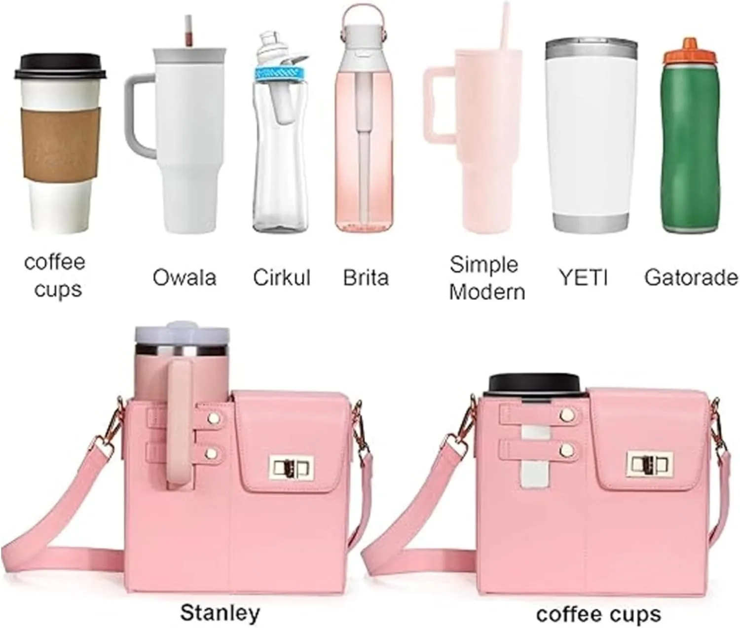 Stanley Bag Stanley Cup Purse Stanley Cup Holder Outdoor Crossbody Water Bottle Bag with Strap, for Stanley Cup