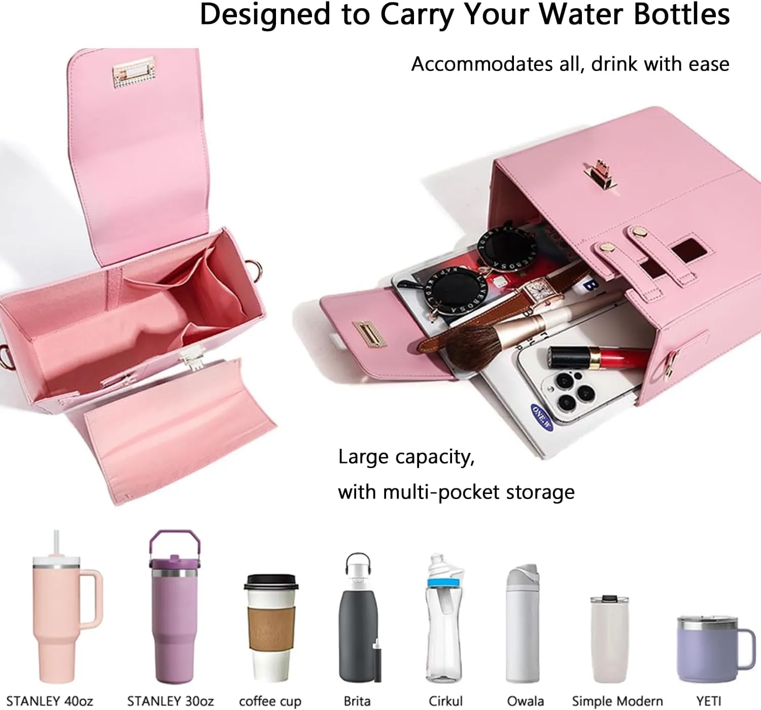 Stanley Bag Stanley Cup Purse Stanley Cup Holder Outdoor Crossbody Water Bottle Bag with Strap, for Stanley Cup
