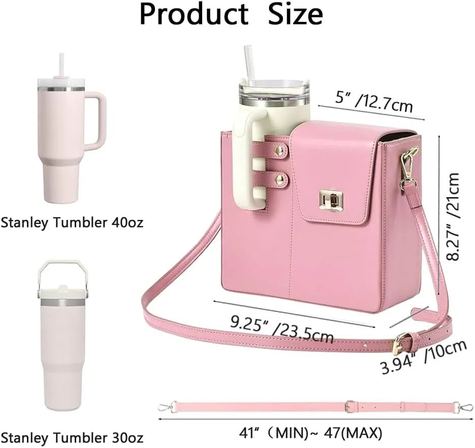 Stanley Bag Stanley Cup Purse Stanley Cup Holder Outdoor Crossbody Water Bottle Bag with Strap, for Stanley Cup