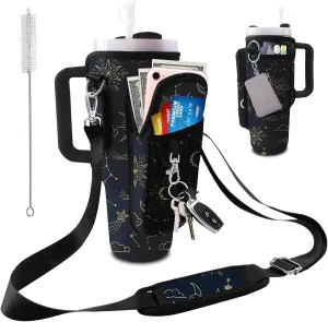 Stanley Carrier Bag for Stanley 40oz/30ozTumbler with Phone with 2 Adjustable Strap,3 Pockets Bottle Stanley Cup Carrier Bag & Case,Accessories for Hiking Travelling