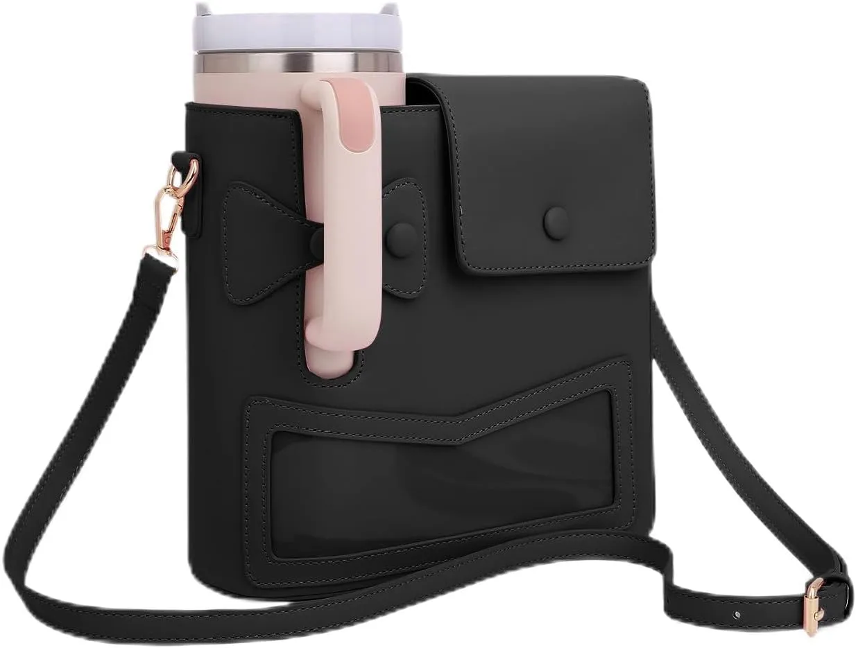 Stanley Cup Purse, Crossbody Bag with Water Bottle Holder, Adjustable Women Shoulder Strap