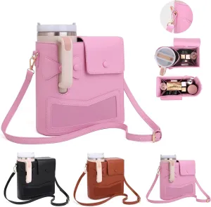 Stanley Cup Purse, Crossbody Bag with Water Bottle Holder, Adjustable Women Shoulder Strap