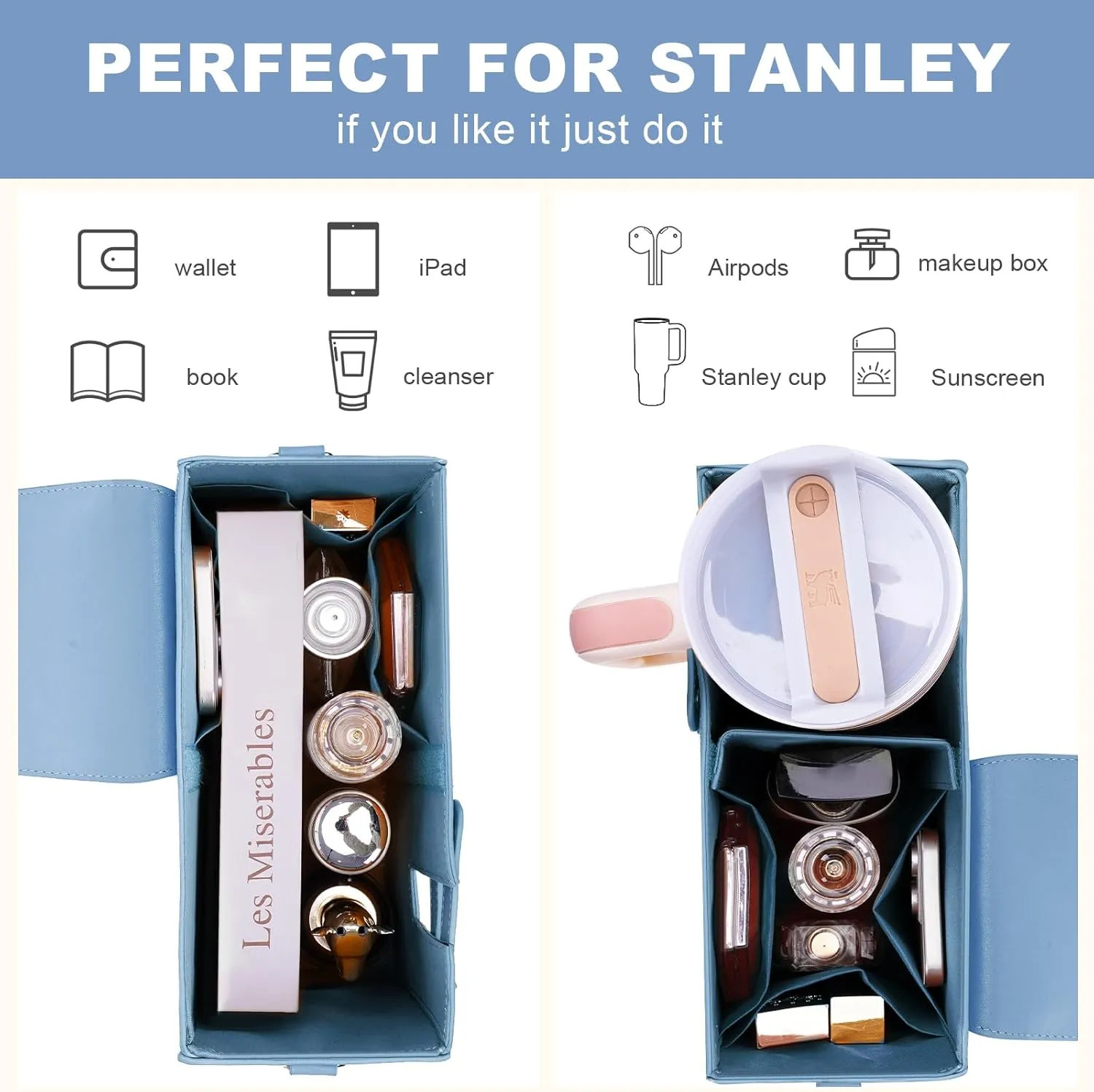 Stanley Cup Purse, Crossbody Bag with Water Bottle Holder, Adjustable Women Shoulder Strap