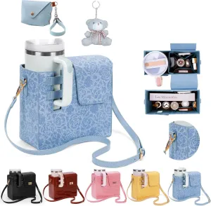 Stanley Cup Purse, Crossbody Bag with Water Bottle Holder, Adjustable Women Shoulder Strap