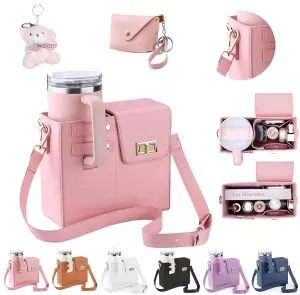 Stanley Cup Purse, Crossbody Bag with Water Bottle Holder, Adjustable Women Shoulder Strap