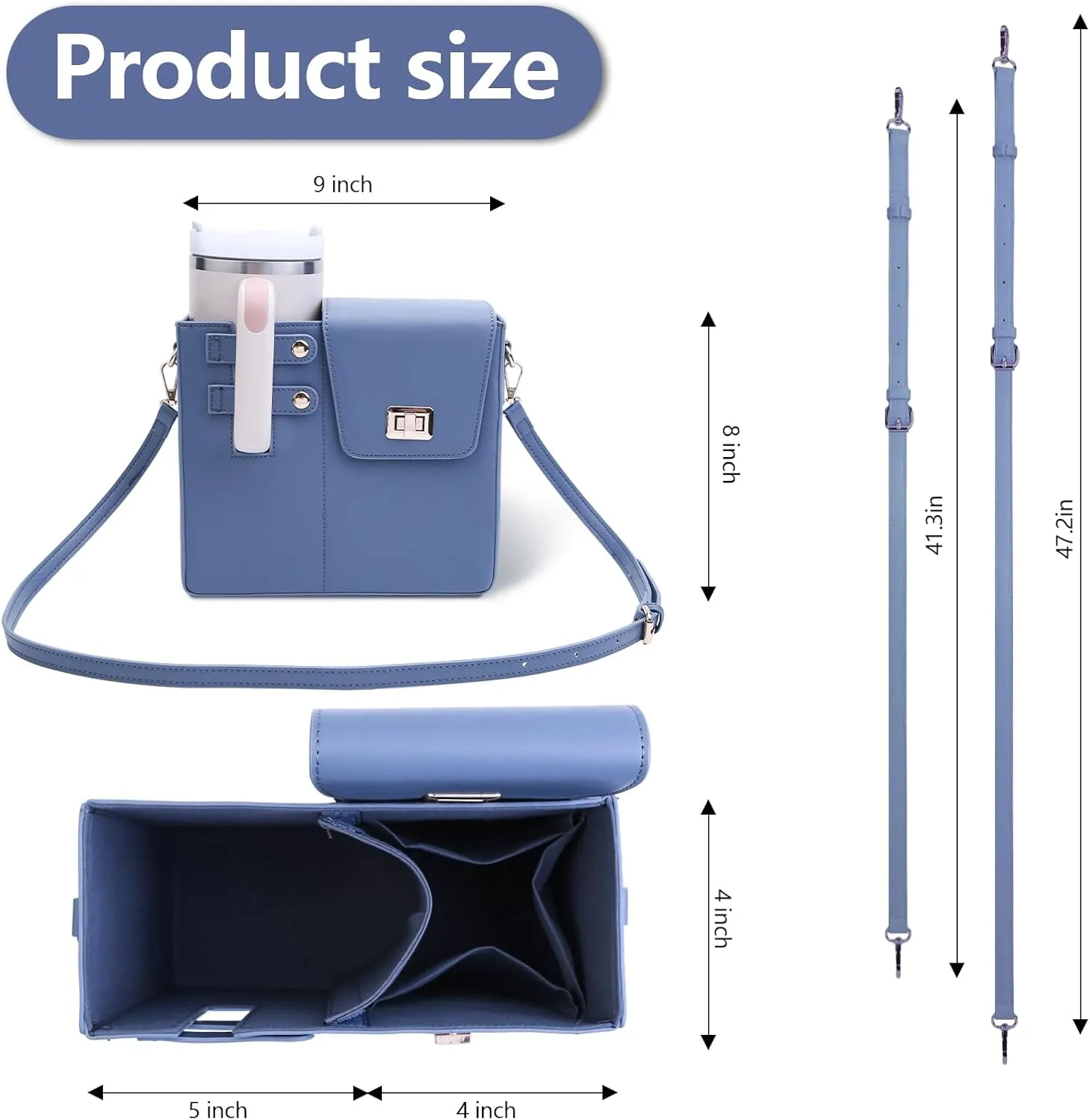 Stanley Outdoor Portable Crossbody Cup Storage Bag with Purse, Crossbody Bag for Stanley Bottle