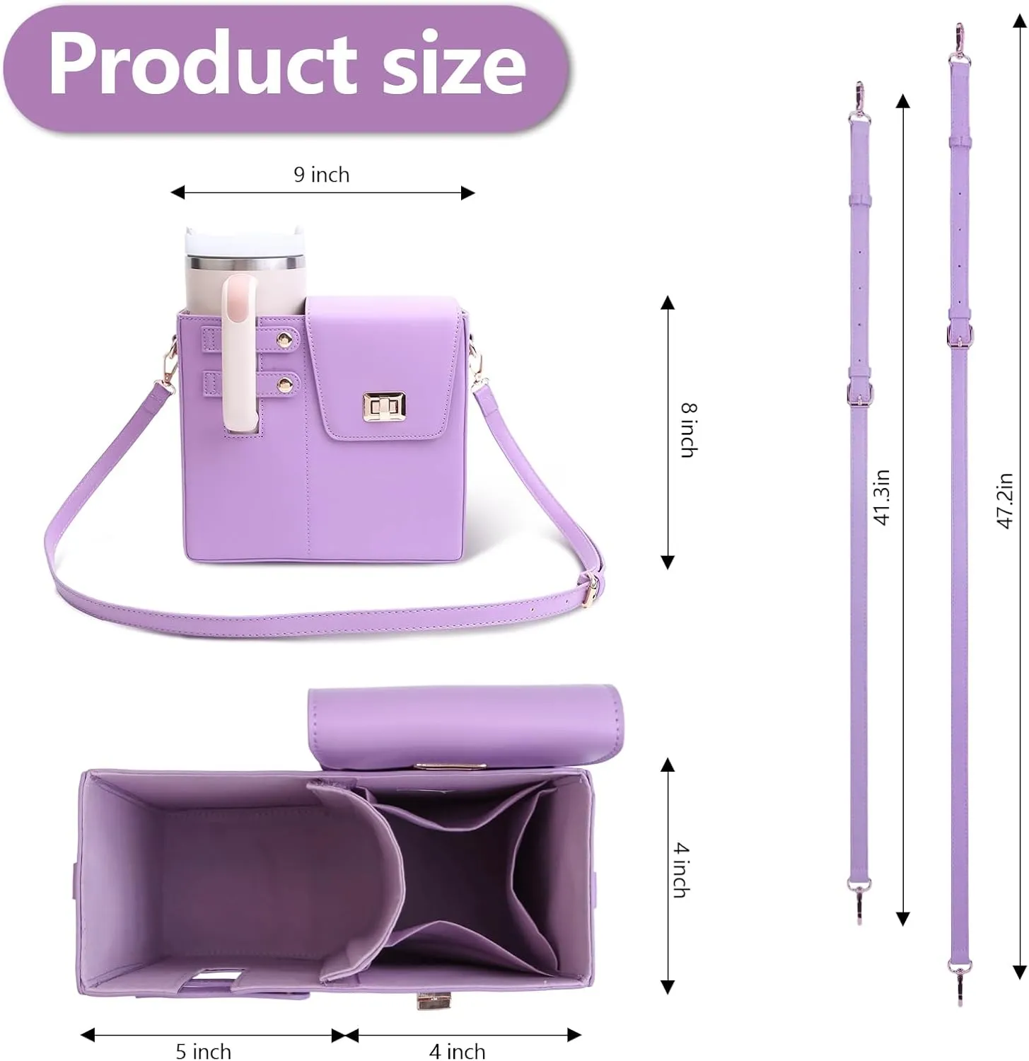Stanley Outdoor Portable Crossbody Cup Storage Bag with Purse, Crossbody Bag for Stanley Bottle