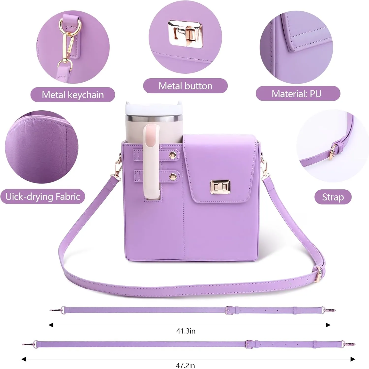 Stanley Outdoor Portable Crossbody Cup Storage Bag with Purse, Crossbody Bag for Stanley Bottle