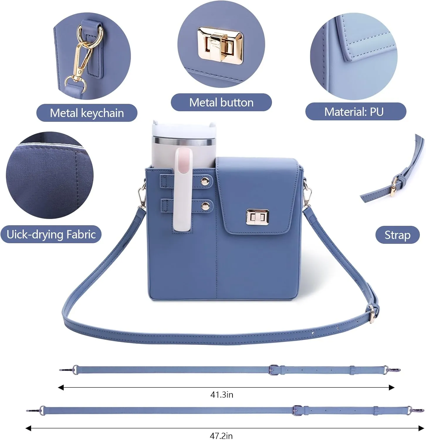 Stanley Outdoor Portable Crossbody Cup Storage Bag with Purse, Crossbody Bag for Stanley Bottle