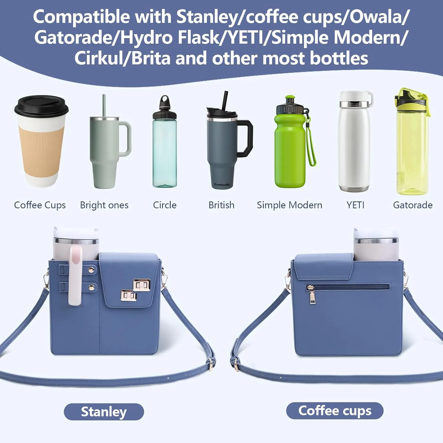 Stanley Outdoor Portable Crossbody Cup Storage Bag with Purse, Crossbody Bag for Stanley Bottle