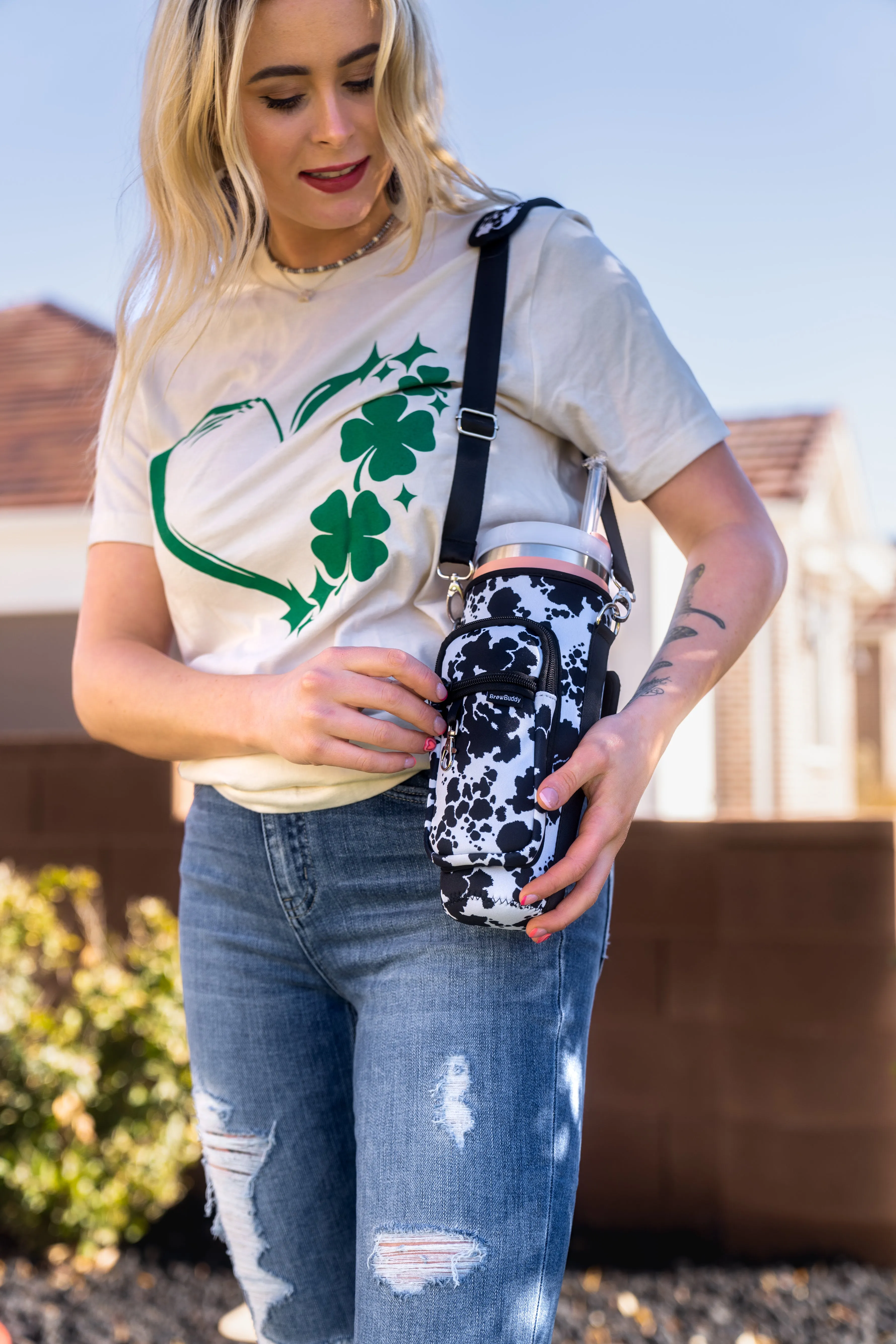 Stanley Tumbler Cross Body Bag Seriously Shea (Cow Hide)