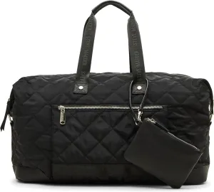 Steve Madden Women's BAMOS Large Quilted Weekender in Nylon WTH Wristlet, Black