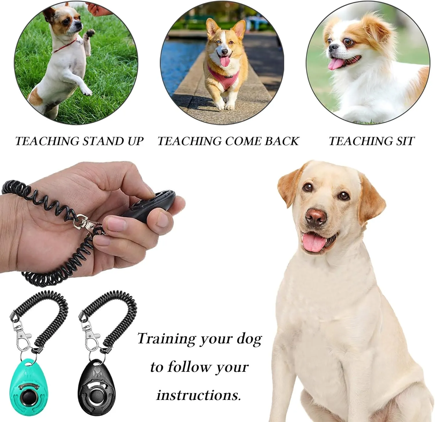 STMK Dog Treat Pouch Dog Clicker Training Kit, Dog Training Treat Pouch Dog Clicker for Training, 3 Ways to Wear Easily Carries Treat Pouches for Pet Training (Grey)