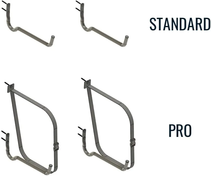 StoreYourBoard Roanoke Kayak Storage Rack, Holds 100 lbs, Kayak Wall Mount Hooks, Kayak Rack for Garage, Space Efficient Indoor Kayak Holder, Solid Steel, Protective Padding