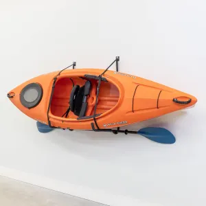 StoreYourBoard Roanoke Kayak Storage Rack, Holds 100 lbs, Kayak Wall Mount Hooks, Kayak Rack for Garage, Space Efficient Indoor Kayak Holder, Solid Steel, Protective Padding