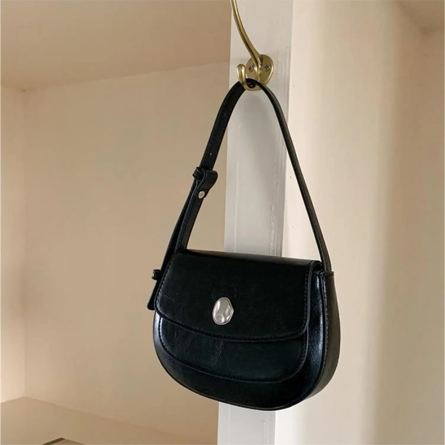 Stylish Simplicity Shoulder Bag,Women's Minimalist Handbag - Pure Color Chic Crossbody & Underarm Bag with Retro Charm