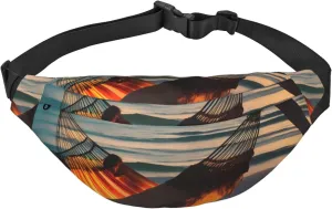 Sunset Beach Hammock Men'S And Women'S Waist Pack, Crossbody Bag With Adjustable Belt For Running, Traveling, Sports, Hiking