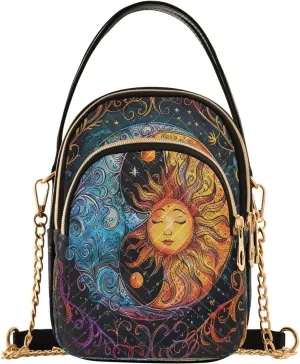 Sunset Dolphins Jumping in Water Cross Body Bag for Woman Travel Triple Zip Small Shoulder Purse, Small Sling Bag