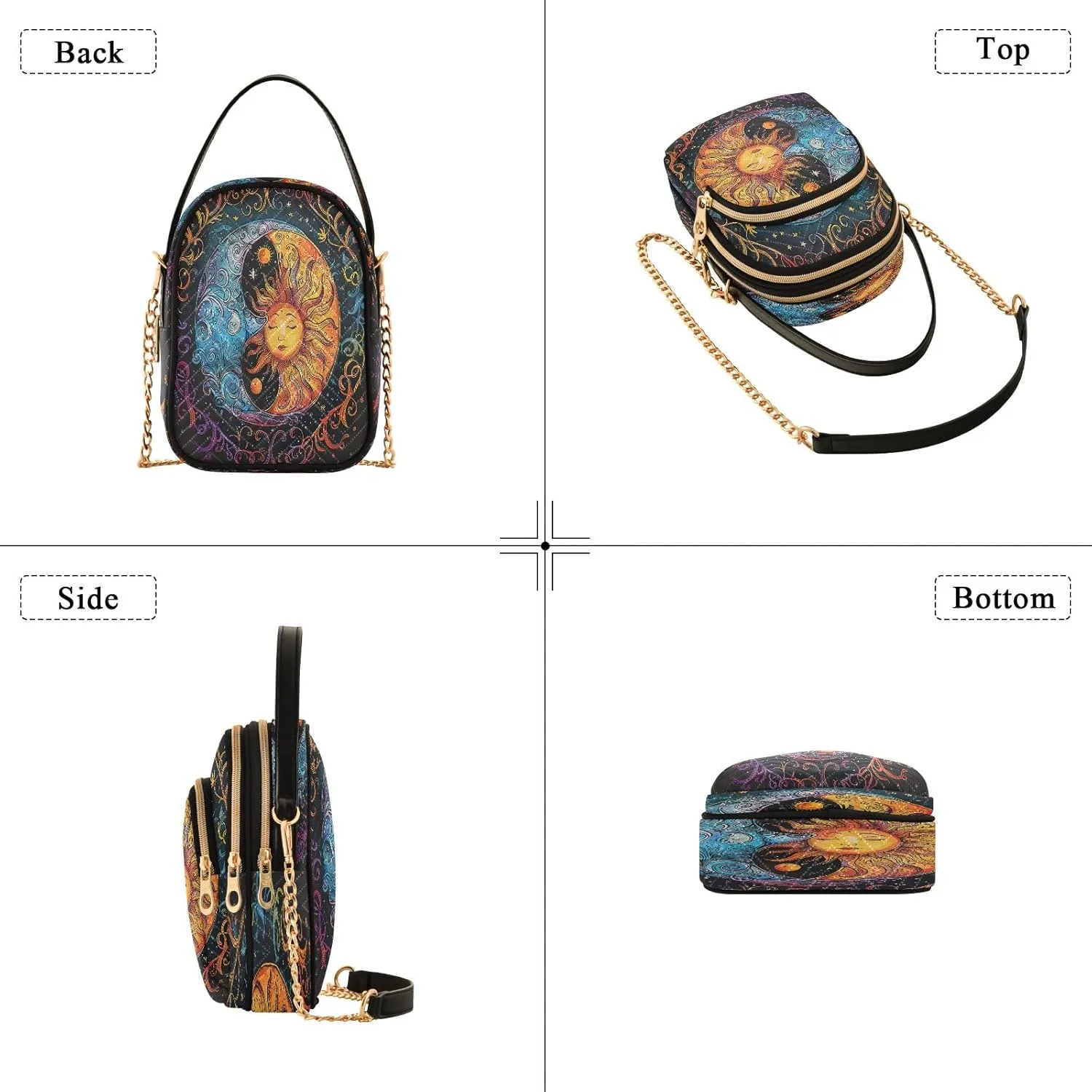 Sunset Dolphins Jumping in Water Cross Body Bag for Woman Travel Triple Zip Small Shoulder Purse, Small Sling Bag