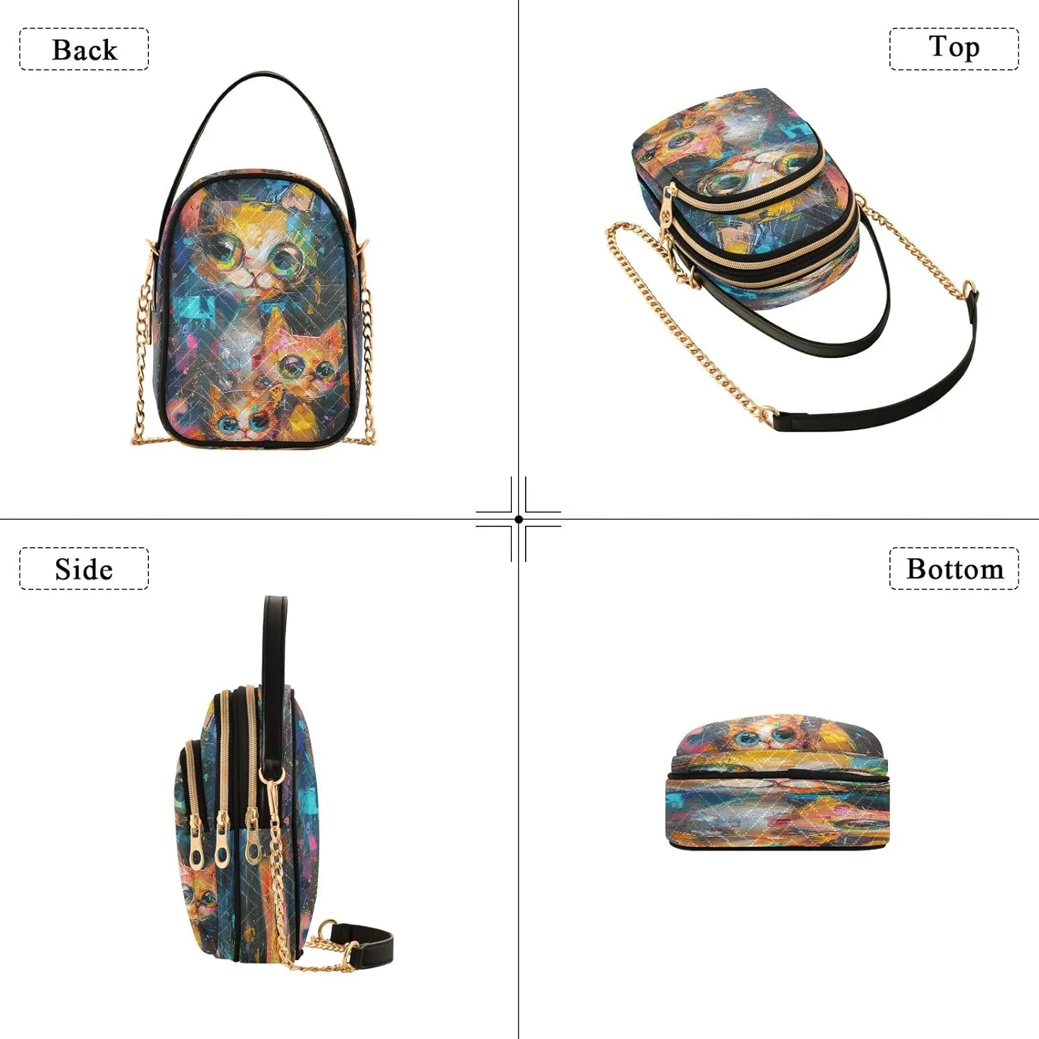 Sunset Dolphins Jumping in Water Cross Body Bag for Woman Travel Triple Zip Small Shoulder Purse, Small Sling Bag