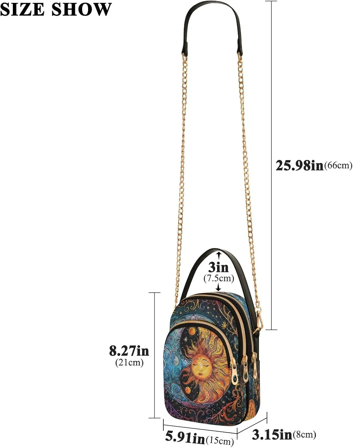 Sunset Dolphins Jumping in Water Cross Body Bag for Woman Travel Triple Zip Small Shoulder Purse, Small Sling Bag