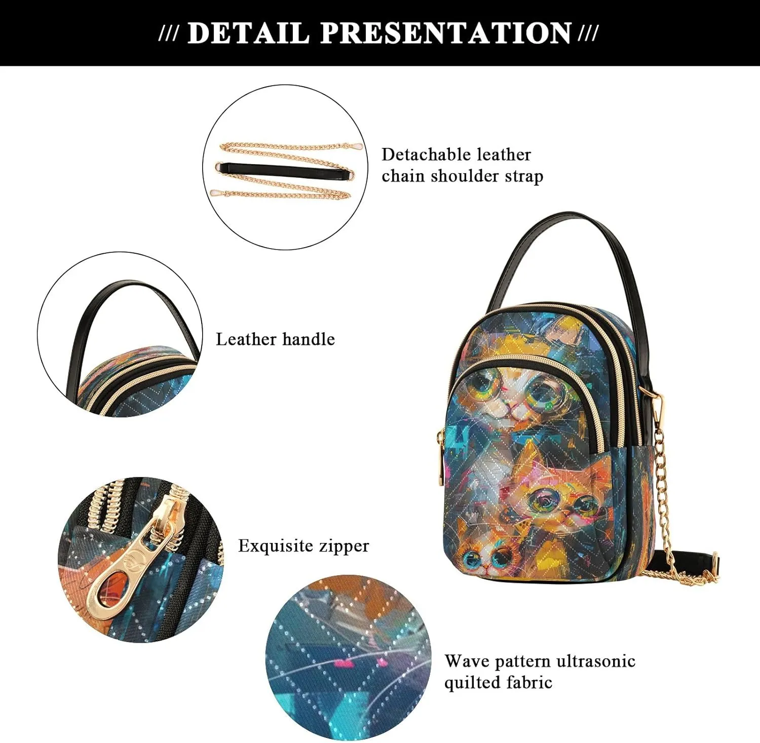 Sunset Dolphins Jumping in Water Cross Body Bag for Woman Travel Triple Zip Small Shoulder Purse, Small Sling Bag