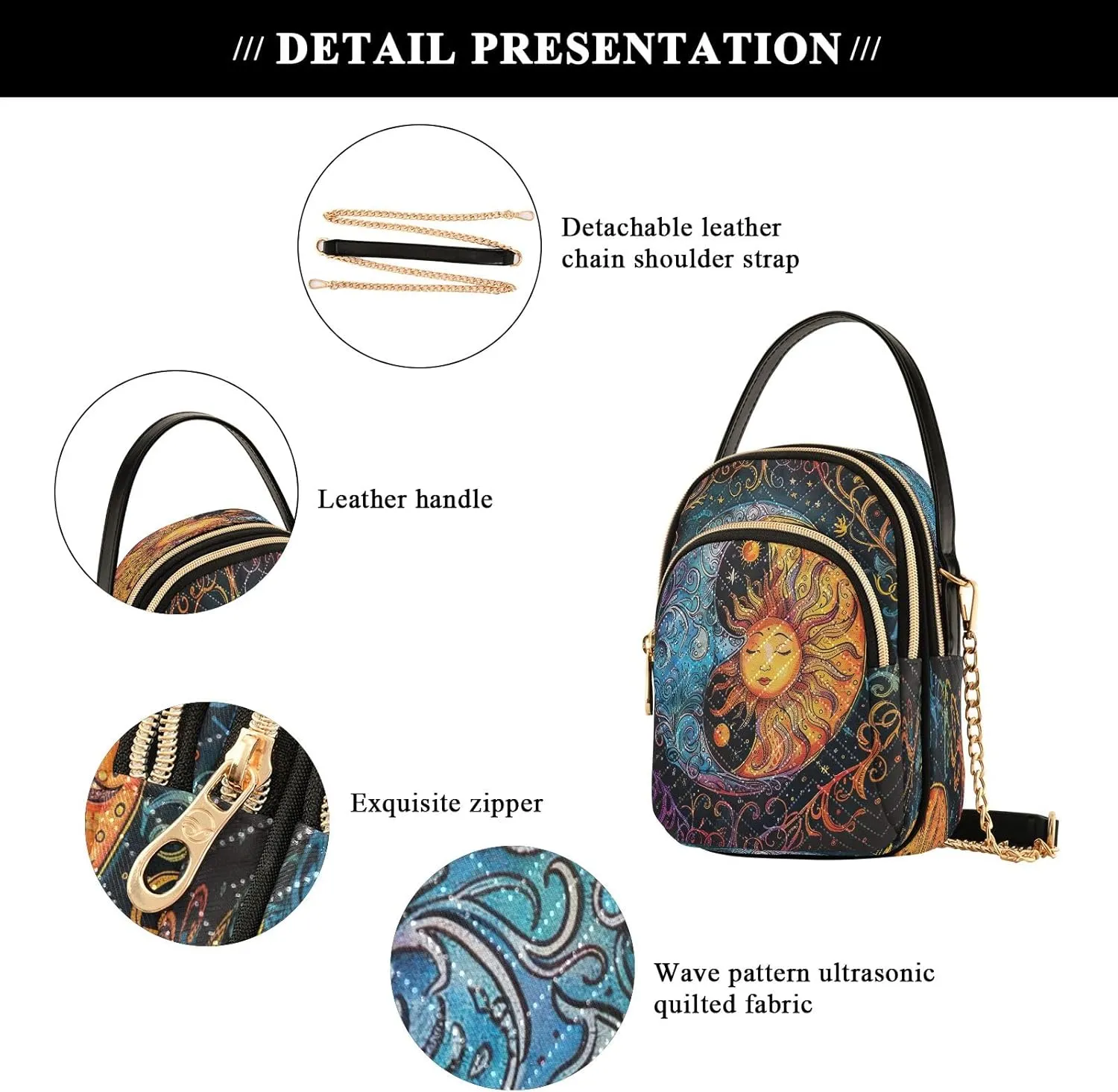Sunset Dolphins Jumping in Water Cross Body Bag for Woman Travel Triple Zip Small Shoulder Purse, Small Sling Bag