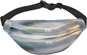 Sunset Over The Waves Men'S And Women'S Waist Pack, Crossbody Bag With Adjustable Belt For Running, Traveling, Sports, Hiking