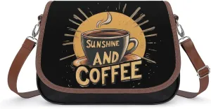 SUNSHINE AND COFFEE Crossbody Bags PU Leather Purses Shoulder Handbag with Adjustable Shoulder Strap