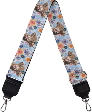 Suobstales Boho Mandala Highland Cattle Print Women's Crossbody Bag with Guitar Strap Adjustable Handbag Purse Shoulder Belt Wide for Handbag