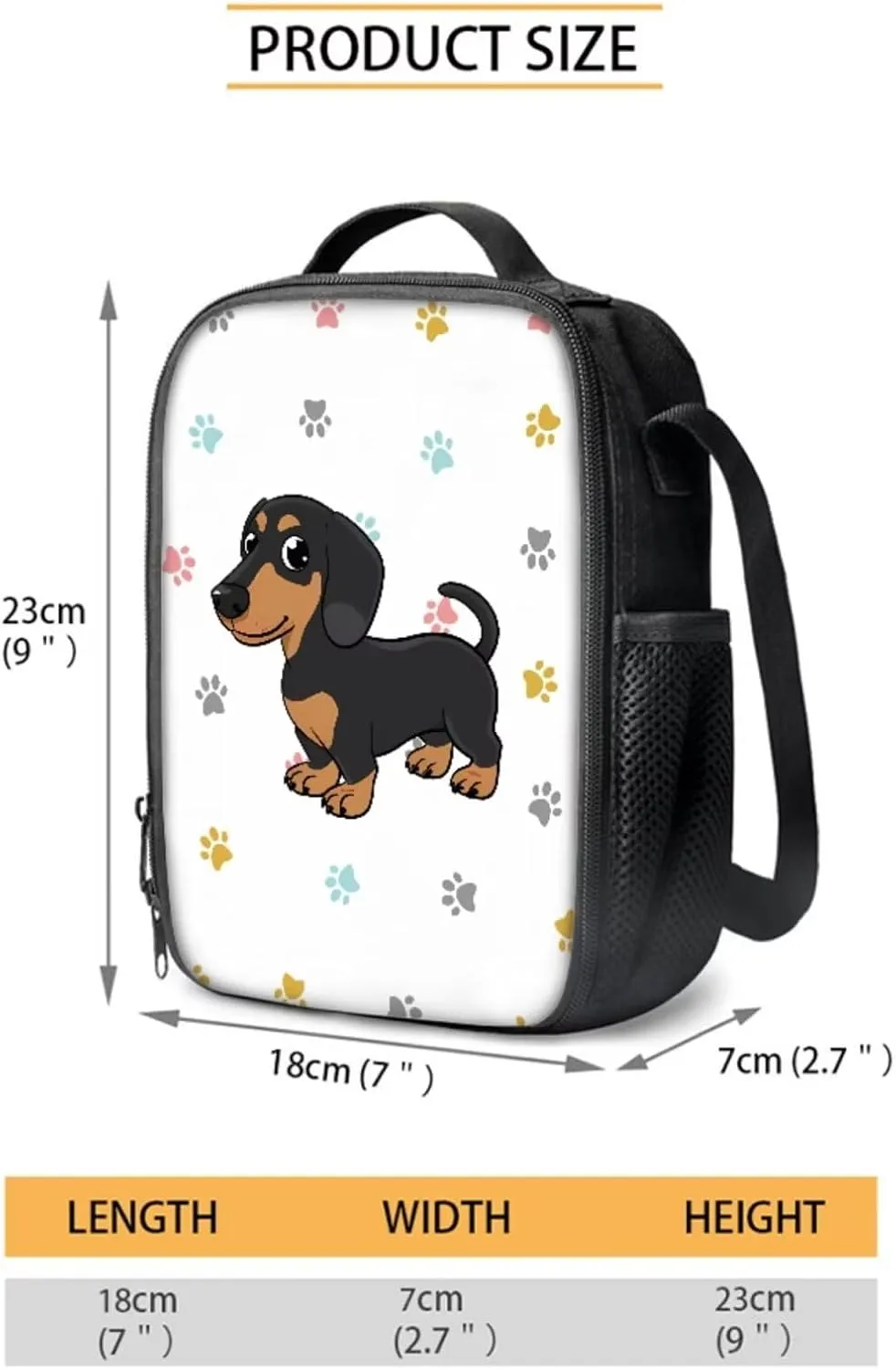 Suobstales Dachshund Paw Pattern Backpack for Girls Boys Lightweight Bookbag with Insulated Lunch Tote Purse Pencil Holder for Teens Elementary Middle High School Students, Pack of 3