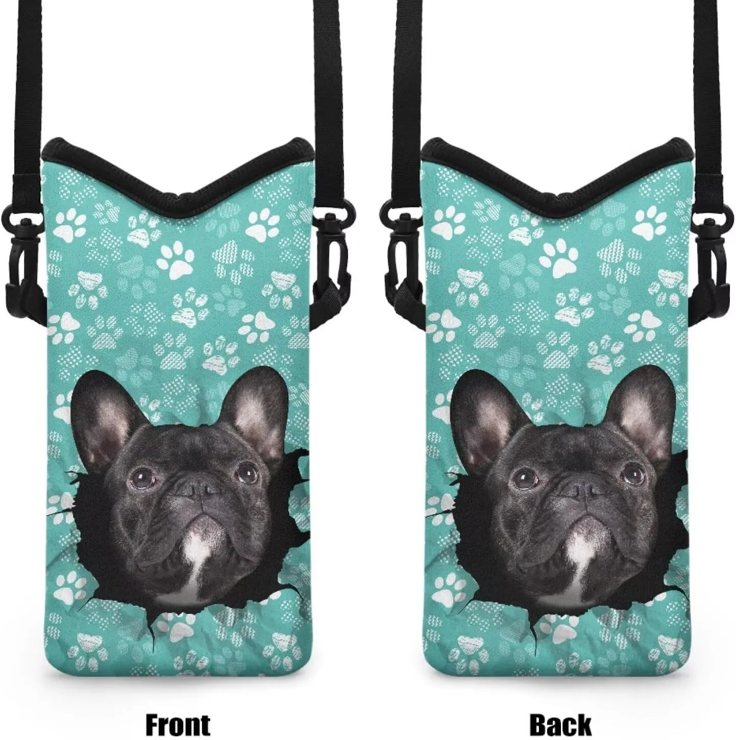 Suobstales French Bulldog Paw Pattern Small Crossbody Bags Phone Bag for Women Men, Crossbody Cell Phone Bag Phone Sleeve Wallet Purses with Detachable Strap