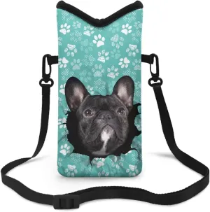 Suobstales French Bulldog Paw Pattern Small Crossbody Bags Phone Bag for Women Men, Crossbody Cell Phone Bag Phone Sleeve Wallet Purses with Detachable Strap