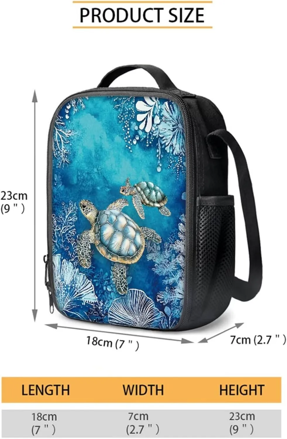 Suobstales Turtle Water Plants Print 3pcs Kids Backpack School Bag for Boys Elementary Primary Bookbag with Lunch Box Pencil Case 3 In 1 Casual Daypack Rucksack Satchel