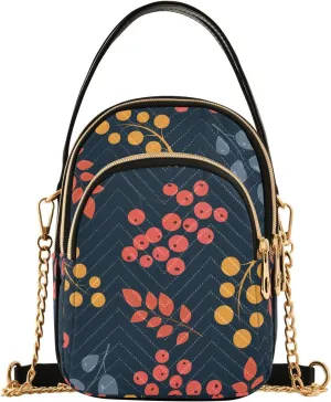 susiyo Autumn Twigs Berries Small Crossbody Bags Shoulder Bag for Women Multi Zipper Stylish Ladies Messenger Bags Phone Purse Handbag Wallet