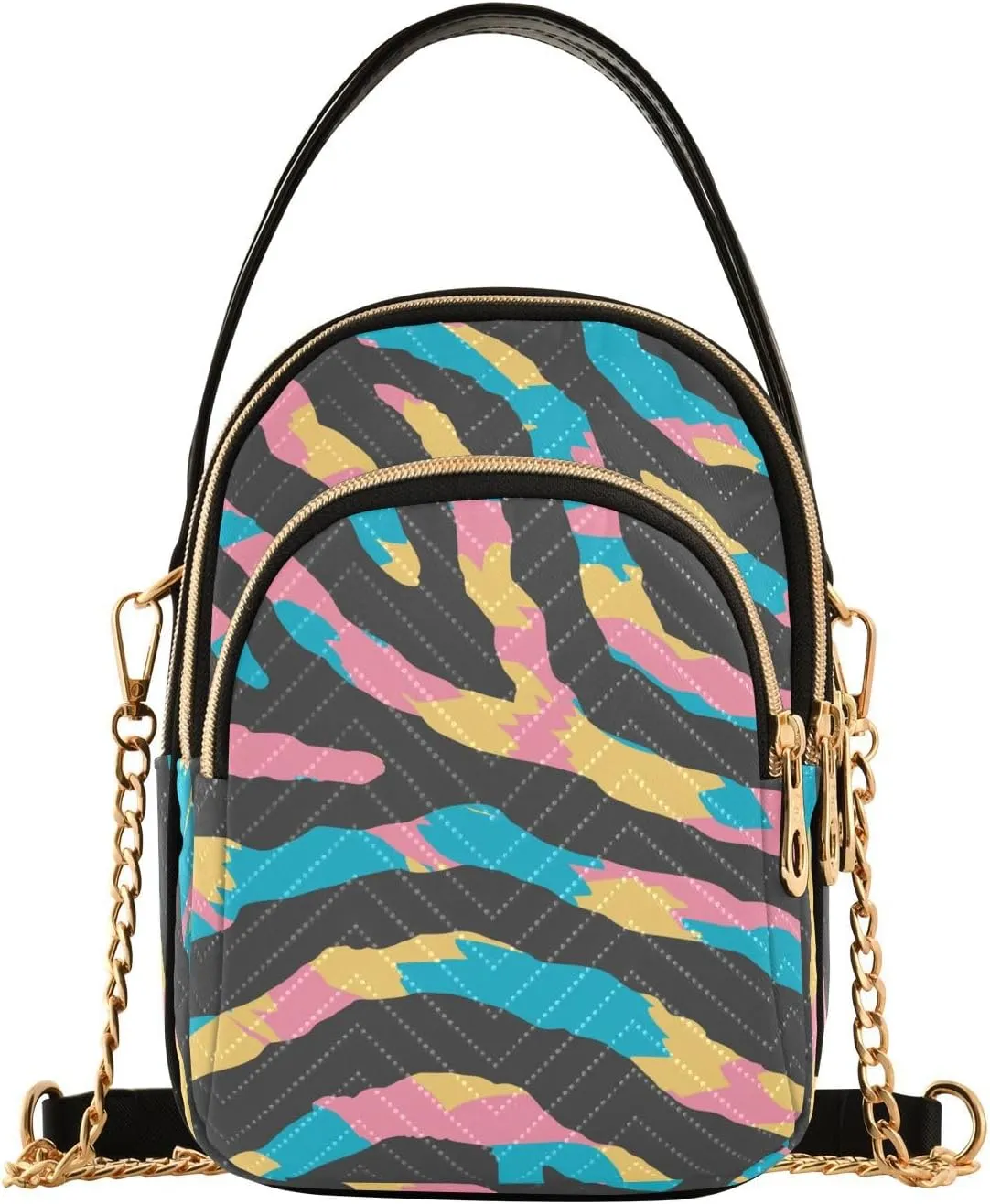 susiyo Colorful Exotic Zebra Small Crossbody Bags Shoulder Bag for Women Multi Zipper Stylish Ladies Messenger Bags Phone Purse Handbag Wallet