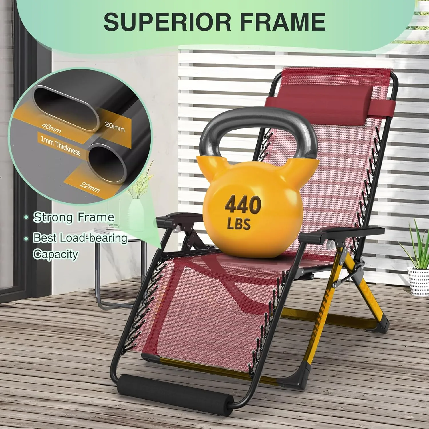 Suteck Oversized Zero Gravity Chair,29In XL Lounge Chair w/Removable Cushion&Headrest, Reclining Camping Chair w/Upgraded Lock and Footrest, Reclining Patio Chairs Recliner for Indoor Outdoor