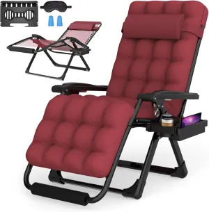 Suteck Oversized Zero Gravity Chair,29In XL Lounge Chair w/Removable Cushion&Headrest, Reclining Camping Chair w/Upgraded Lock and Footrest, Reclining Patio Chairs Recliner for Indoor Outdoor