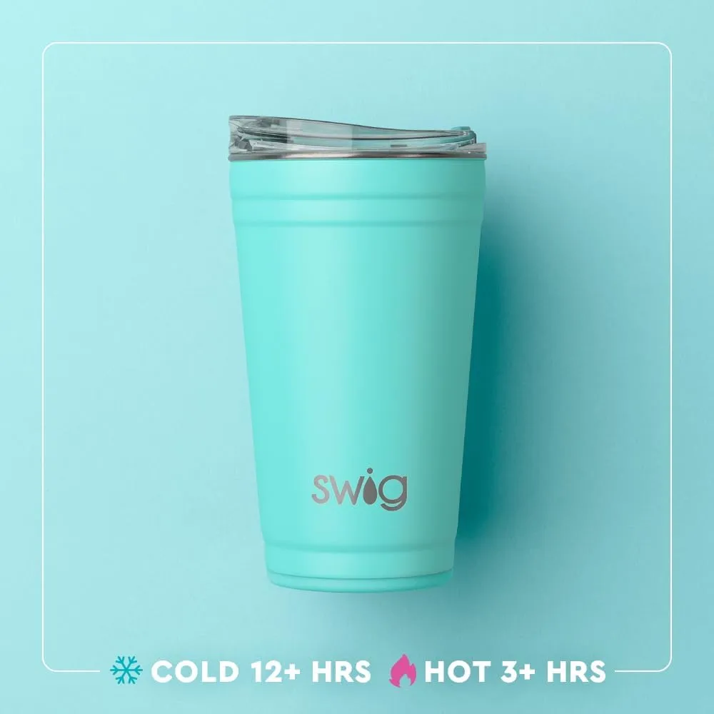Swig Life 24oz Party Cup, Stackable Insulated Travel Coffee Tumbler with EZ Slider Lid, Cup Holder Friendly Travel Thermos, Stainless Steel 24 oz Tumbler, Reusable Coffee Mug (Dreamsicle)