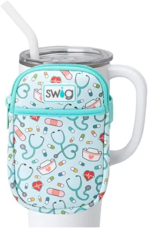 Swig Life Mega Mug Pouch, Water Bottle Bag with Adjustable Strap, Water Bottle Fanny Pack with Zippered Phone Pocket, Tumbler Accessories (Scrub Life)