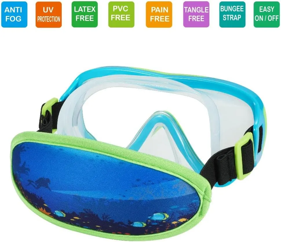 Swim Goggles Kids 6-14, Diving Mask No Tangle Strap，Water Goggles Nose Cover for JR / Youth