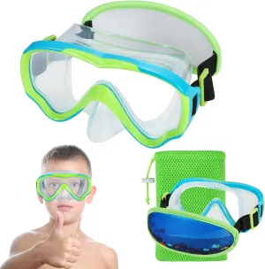 Swim Goggles Kids 6-14, Diving Mask No Tangle Strap，Water Goggles Nose Cover for JR / Youth